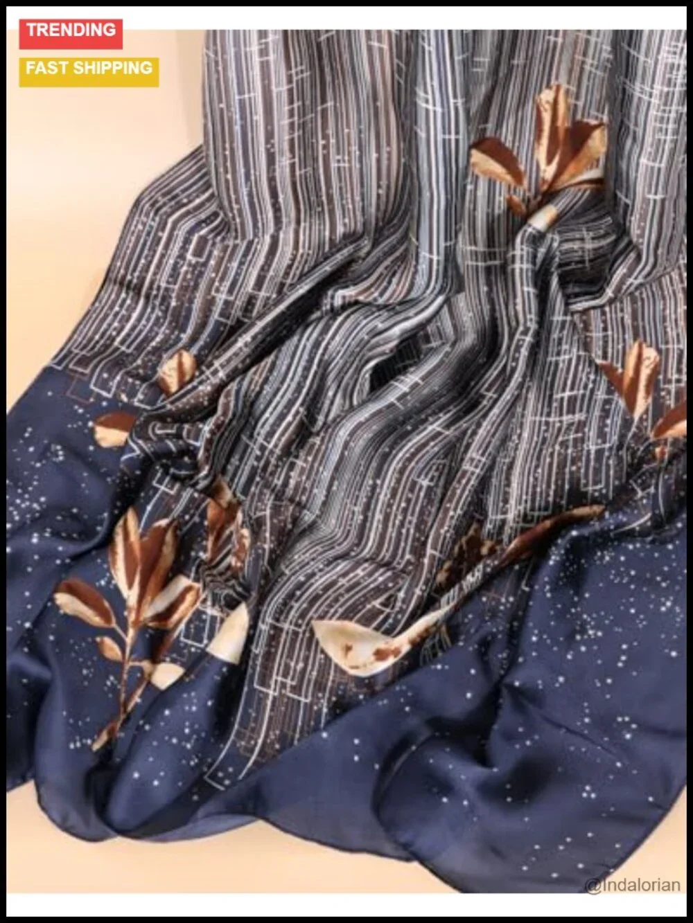 Silk Feeling Floral Long Scarf Satin Shawl Wrap Large Gift Packed